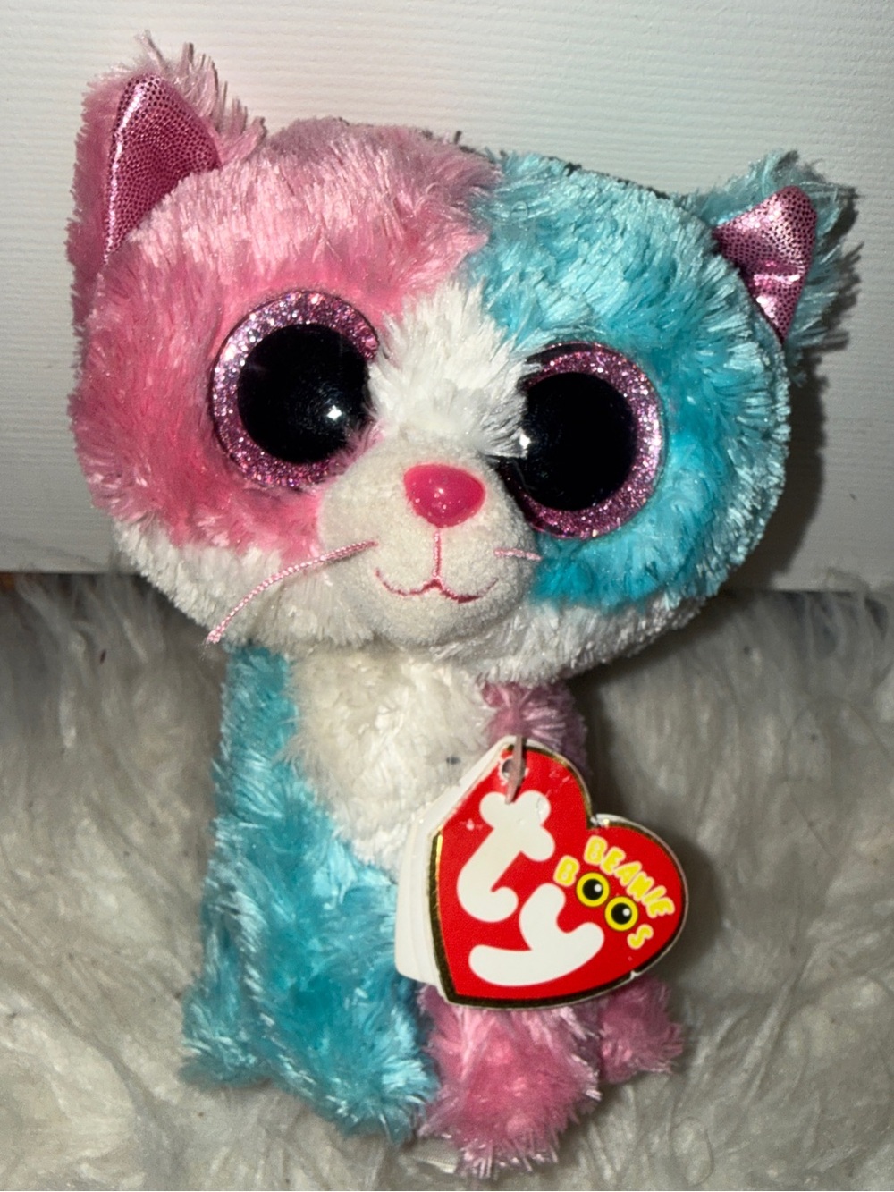Ty Beanie Boos 6 inch FIONA the Cat JUSTICE EXCLUSIVE! Glitter eyes MWMT!! RARE!